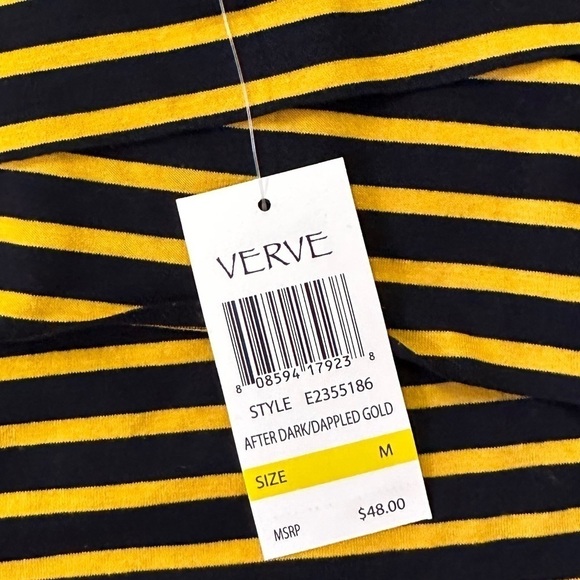 Verve draped sleeveless top mustard and black stripe size M - Picture 4 of 4